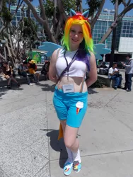 Size: 2121x2828 | Tagged: safe, artist:arp-photography, derpibooru import, rainbow dash, human, anime expo, anime expo 2014, clothes, cosplay, costume, high res, image, irl, irl human, jpeg, multicolored hair, photo, rainbow hair