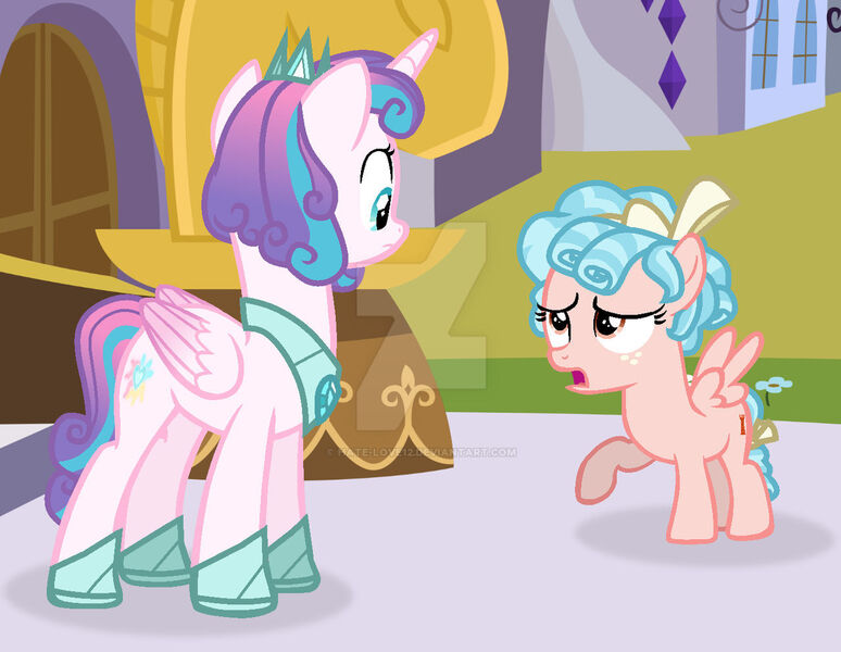 Size: 1280x992 | Tagged: safe, artist:hate-love12, derpibooru import, cozy glow, princess flurry heart, pony, base used, deviantart watermark, image, jpeg, obtrusive watermark, older, watermark