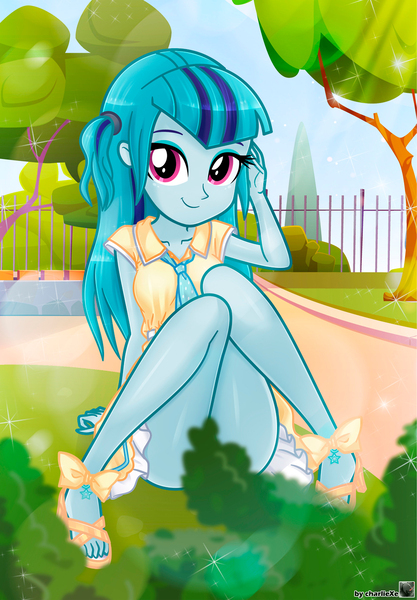 Size: 942x1357 | Tagged: suggestive, artist:charliexe, derpibooru import, sonata dusk, equestria girls, alternate hairstyle, cute, image, jpeg, looking at you, solo, sonatabetes