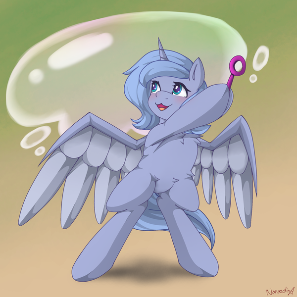 Size: 2048x2048 | Tagged: safe, artist:nanazdina, derpibooru import, princess luna, alicorn, pony, bipedal, commission, cute, female, filly, foal, ibispaint x, image, lunabetes, png, woona, ych example, ych result, younger, your character here