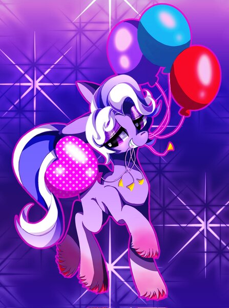 Size: 1527x2048 | Tagged: safe, alternate version, artist:stacy_165cut, derpibooru import, earth pony, pony, balloon, g5, image, jpeg, male, mouth hold, raised hoof, solo, stallion