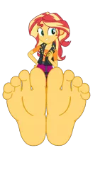 Size: 900x1600 | Tagged: safe, artist:invisibleink, derpibooru import, sunset shimmer, equestria girls, equestria girls series, barefoot, base, base used, clothes, feet, female, fetish, foot fetish, foot focus, image, png, simple background, skirt, soles, solo, toes, transparent background, vector, vest