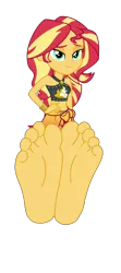 Size: 1200x2700 | Tagged: safe, artist:whalepornoz, derpibooru import, edit, edited screencap, screencap, sunset shimmer, equestria girls, equestria girls series, forgotten friendship, barefoot, base, base used, belly button, bikini, clothes, feet, female, fetish, foot fetish, foot focus, image, not a vector, png, sandals, sarong, sexy, simple background, skirt, soles, solo, stomach, swimsuit, toes, transparent background, vector