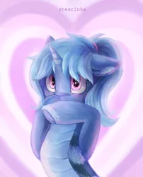 Size: 2550x3160 | Tagged: safe, artist:stearinka, derpibooru import, oc, oc:triksa, lamia, original species, adorable face, blushing, cute, image, png, simple background