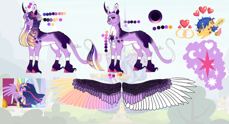 Size: 1280x698 | Tagged: safe, artist:malinraf1615, derpibooru import, flash sentry, princess twilight 2.0, twilight sparkle, twilight sparkle (alicorn), alicorn, classical unicorn, pegasus, pony, unicorn, the last problem, cloven hooves, colored wings, curved horn, female, flashlight, horn, image, leonine tail, male, mare, multicolored wings, older, older twilight, png, reference sheet, screencap reference, shipping, stallion, straight, twitterina design, unshorn fetlocks, wings