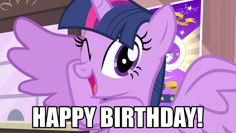 Size: 1280x720 | Tagged: safe, derpibooru import, edit, edited screencap, screencap, twilight sparkle, twilight sparkle (alicorn), alicorn, pony, season 4, three's a crowd, adorkable, birthday, breaking the fourth wall, cute, dork, female, happy, happy birthday, image, looking at you, mare, one eye closed, png, solo, spoiler alert, talking, twiabetes, wink, winking at you