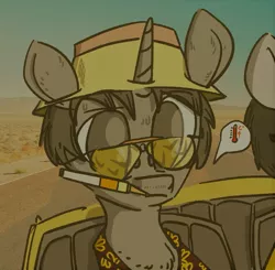 Size: 1101x1079 | Tagged: safe, derpibooru import, oc, ponified, pony, unicorn, cigarette, crossover, fear and loathing in las vegas, hunter s. thompson, image, jpeg