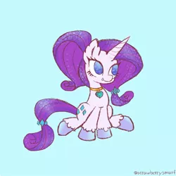 Size: 800x800 | Tagged: safe, artist:flutterberrypie, derpibooru import, part of a set, rarity, pony, alternate hairstyle, choker, female, gradient background, image, jpeg, redesign, simple background, smiling, solo, unshorn fetlocks