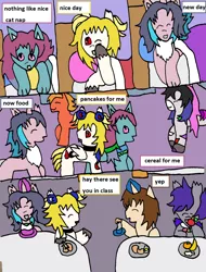 Size: 1258x1652 | Tagged: safe, artist:ask-luciavampire, derpibooru import, oc, bat pony, cat, cat pony, earth pony, original species, pony, undead, unicorn, vampire, vampony, wolf, wolf pony, zebra, comic, image, png, tumblr, zebra oc