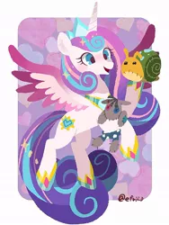Size: 766x1021 | Tagged: safe, artist:efuji_d, derpibooru import, princess flurry heart, smarty pants, alicorn, pony, adult flurry heart, doll, female, heart, heart background, horn, image, jewelry, jpeg, mare, older, older flurry heart, regalia, simple background, spread wings, toy, white background, wings