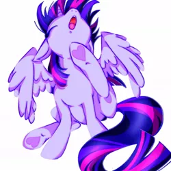 Size: 1070x1070 | Tagged: safe, artist:stacy_165cut, derpibooru import, twilight sparkle, twilight sparkle (alicorn), alicorn, pony, behaving like a dog, eyes closed, female, heart, heart hoof, horn, image, jpeg, mare, nose in the air, open mouth, partially open wings, simple background, sitting, solo, underhoof, white background, wings