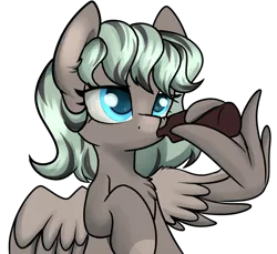 Size: 3600x3300 | Tagged: safe, artist:dumbwoofer, derpibooru import, oc, oc:forest air, pegasus, pony, alcohol, beer, beer bottle, bottle, drinking, female, filly, foal, image, mane dye, png, solo, spread wings, wings
