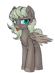 Size: 3000x4000 | Tagged: safe, artist:dumbwoofer, derpibooru import, oc, oc:forest air, pegasus, pony, :p, blank flank, chest fluff, ear fluff, female, filly, foal, image, lidded eyes, looking at you, mane dye, png, simple background, solo, teenager, tongue out, transparent background