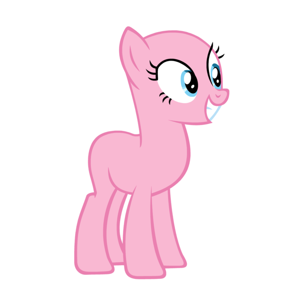 Size: 4002x4096 | Tagged: safe, artist:annesbouquetofflowers53, derpibooru import, earth pony, pony, bald, base, blue eyes, female, full body, g4, grin, hooves, image, mare, pink coat, png, simple background, smiling, solo, standing, transparent background