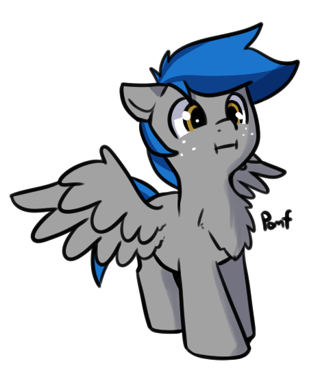 Size: 483x553 | Tagged: safe, artist:neuro, derpibooru import, oc, unofficial characters only, pegasus, pony, :i, chest fluff, floppy ears, freckles, image, onomatopoeia, png, pomf, simple background, solo, sound effects, spread wings, transparent background, wings