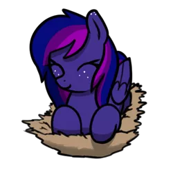 Size: 434x429 | Tagged: safe, artist:neuro, derpibooru import, oc, oc:circinus, unofficial characters only, pegasus, pony, behaving like a bird, cute, ear freckles, female, freckles, happy, image, lying down, mare, nest, nesting instinct, ocbetes, png, prone, simple background, smiling, solo, straw, transparent background