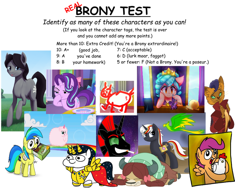 Size: 1000x800 | Tagged: safe, derpibooru import, capper dapperpaws, cozy glow, scootaloo, starlight glimmer, yona, oc, oc:aurora dawn, oc:fluffle puff, oc:pyrelight, oc:sinnie, oc:velvet remedy, balefire phoenix, bird, chicken, pegasus, phoenix, pony, unicorn, yak, fallout equestria, my little pony: the movie, brony, faggot, image, mouth hold, png, quiz, vulgar