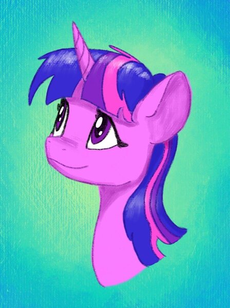 Size: 669x895 | Tagged: safe, artist:anderdragon76, artist:anderdraws, derpibooru import, twilight sparkle, pony, ambiguous race, bust, female, green background, horn, image, jpeg, mare, portrait, simple background, solo