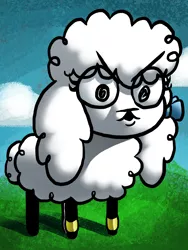 Size: 3096x4128 | Tagged: safe, artist:greatspacebeaver, derpibooru import, oc, oc:prey, sheep, fanfic:prey and a lamb, fanfic art, image, lamb, png, ribbon, surprised