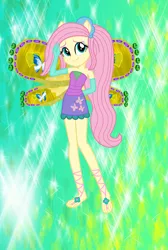 Size: 913x1361 | Tagged: safe, artist:ketrin29, artist:user15432, derpibooru import, fluttershy, fairy, human, equestria girls, alternate hairstyle, bare shoulders, barefoot, barely eqg related, base used, clothes, crossover, cutie mark, cutie mark on clothes, dress, enchantix, fairy wings, fairyized, feet, gloves, green background, hand behind back, image, leaves, long gloves, long hair, looking at you, png, ponied up, ponytail, purple dress, simple background, sparkly background, strapless, wings, winx, winx club, winxified, yellow wings