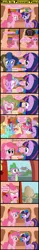 Size: 811x5265 | Tagged: safe, artist:gutovi, derpibooru import, applejack, berry punch, berryshine, blues, derpy hooves, doctor whooves, fluttershy, lyra heartstrings, noteworthy, pinkie pie, princess celestia, rainbow dash, rarity, spike, time turner, trixie, twilight sparkle, dragon, earth pony, pony, unicorn, comic:grace pinkie, angry, book, bookshelf, cape, clothes, cloud, comic, crossover, crying, derp, dialogue, dust, dyed mane, egg, eyes closed, female, gak, golden oaks library, grace kelly (song), green hair, hat, heart, hoof hands, horn, image, jpeg, library, magic, male, mare, meanie pie, mika, multicolored hair, nickelodeon, parody, pinkie pie is not amused, rage, rainbow hair, sad, shocked, shrunken pupils, sitting, slime, smiling, song reference, speech bubble, symbol, text, trixie's cape, trixie's hat, unamused, unicorn twilight, uvula, venus symbol, when she doesn't smile