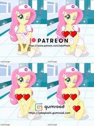 Size: 749x1000 | Tagged: suggestive, artist:jakepixels, derpibooru import, fluttershy, human, equestria girls, adorasexy, blush sticker, blushing, breasts, busty fluttershy, censored, clothes, cute, eyebrows, eyeshadow, female, gumroad, gumroad logo, hospital, image, kneeling, looking at you, makeup, multeity, nudity, nurse, nurse outfit, one eye closed, panties, patreon, patreon censored, patreon logo, png, sexy, shyabetes, signature, smiling, smiling at you, solo, solo female, underwear, wink, winking at you