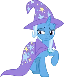 Size: 3000x3604 | Tagged: safe, artist:dashiesparkle, derpibooru import, trixie, pony, unicorn, a matter of principals, .svg available, cape, clothes, female, hat, high res, image, mare, png, raised hoof, simple background, solo, transparent background, trixie's cape, trixie's hat, vector