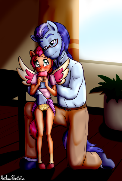 Size: 2113x3128 | Tagged: explicit, artist:anibaruthecat, banned from derpibooru, ponybooru import, sunny starscout, anthro, earth pony, unguligrade anthro, argyle starshine, child, clothes, fake wings, father and child, father and daughter, female, fingering, g5, glasses, image, incest, lolicon, male, molestation, panties, parent and child, personal space invasion, png, sex, skirt, skirt lift, straight, underage, underwear, vaginal secretions, vaginal secretions trail