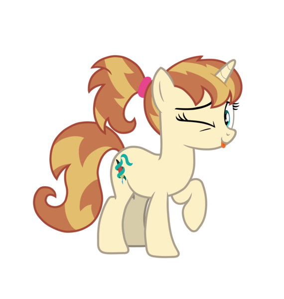 Size: 5352x5634 | Tagged: safe, artist:gypsykumquat, derpibooru import, edit, vector edit, oc, oc:clovette, unofficial characters only, pony, unicorn, derpibooru community collaboration, 2022 community collab, :p, horn, image, inkscape, looking at you, one eye closed, png, raised hoof, show accurate, simple background, smiling, smiling at you, solo, teenager, tongue out, transparent background, unicorn oc, vector, wink, winking at you