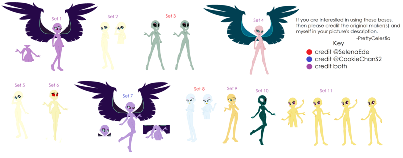 Size: 4348x1712 | Tagged: safe, artist:prettycelestia, derpibooru import, fluttershy, gaea everfree, sci-twi, sunset shimmer, twilight sparkle, human, equestria girls, base, crossed arms, four arms, fusion, image, looking at you, midnight sparkle, png, purple wings, simple background, six arms, smiling, white background, wings