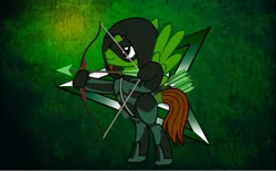 Size: 1712x1060 | Tagged: safe, artist:swiftgaiathebrony, derpibooru import, pony, arrow, bow, bow (weapon), bow and arrow, clothes, cosplay, costume, green arrow, image, jpeg, male, marvel, wallpaper, weapon