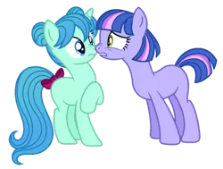 Size: 1280x969 | Tagged: safe, artist:s0ftserve, derpibooru import, oc, oc:lilac twinkle, oc:minty melody, unofficial characters only, earth pony, pony, unicorn, base used, female, image, mare, png, simple background, transparent background
