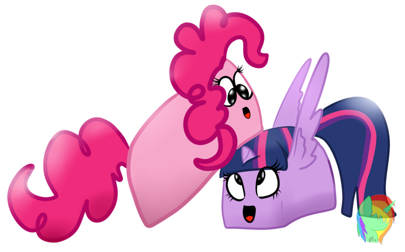 Size: 4500x2808 | Tagged: safe, artist:holomouse, derpibooru import, pinkie pie, twilight sparkle, female, food, image, inanimate tf, lesbian, png, pun, shipping, simple background, transformation, transparent background, twinkie, twinkies, visual pun