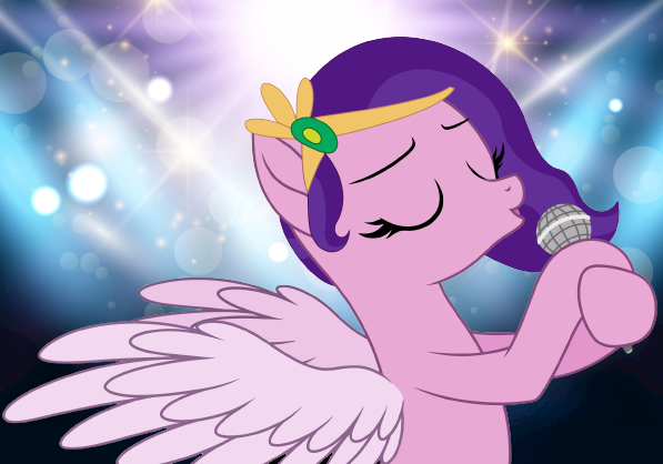 Size: 597x418 | Tagged: safe, artist:frostninja007, derpibooru import, pipp petals, pegasus, pony, base used, eyes closed, female, g5, image, mare, microphone, png, singing, solo, spotlight