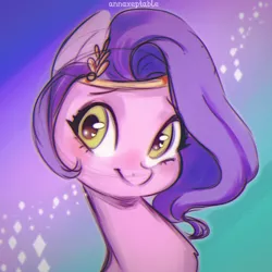 Size: 1200x1200 | Tagged: safe, artist:annaxeptable, derpibooru import, edit, pipp petals, pegasus, pony, abstract background, adorapipp, commission, cute, female, g5, image, looking at you, mare, png, solo