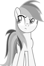 Size: 2179x3207 | Tagged: safe, artist:josephlu2021, derpibooru import, oc, oc:gray awesome dash, unofficial characters only, pegasus, pony, female, fixed, folded wings, image, monochrome, pegasus oc, png, pony oc, reupload, simple background, transparent background, unamused, wings