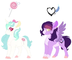 Size: 1280x1063 | Tagged: safe, artist:kaenashepard, derpibooru import, oc, unofficial characters only, pegasus, pony, unicorn, coat markings, female, horn, image, magical lesbian spawn, mare, offspring, parent:bon bon, parent:lyra heartstrings, parent:princess cadance, parent:twilight sparkle, parents:lyrabon, parents:twidance, pegasus oc, png, simple background, transparent background, unicorn oc, wings