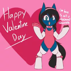 Size: 2000x2000 | Tagged: safe, artist:rice, derpibooru import, oc, unofficial characters only, earth pony, pony, bipedal, chocolate, choker, clothes, food, holiday, image, jpeg, leotard, socks, solo, stockings, thigh highs, valentine's day