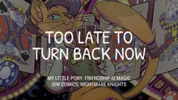 Size: 1280x720 | Tagged: safe, derpibooru import, edit, editor:quoterific, idw, capper dapperpaws, abyssinian, my little pony: the movie, nightmare knights, spoiler:comic, image, jpeg, male, smiling, solo, text