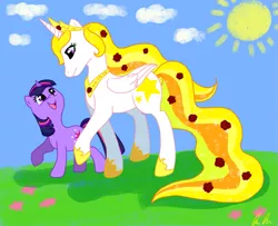 Size: 1115x907 | Tagged: safe, artist:c-puff, derpibooru import, twilight sparkle, oc, oc:yellowstar, alicorn, pony, unicorn, fanfic:the star in yellow, image, png