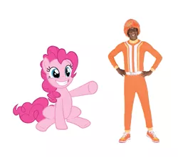 Size: 753x665 | Tagged: safe, derpibooru import, edit, pinkie pie, earth pony, human, pony, crossover, cute, diapinkes, dj lance rock, duo, female, g4, grin, image, logo, male, mare, nick jr., nickelodeon, png, simple background, smiling, white background, yo gabba gabba
