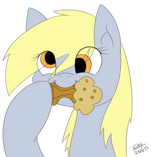 Size: 1024x1024 | Tagged: safe, artist:artponie, derpibooru import, derpy hooves, pegasus, pony, 2015, female, food, image, mare, muffin, png, simple background, solo, white background