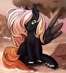 Size: 1024x1138 | Tagged: safe, artist:meepars, derpibooru import, oc, unofficial characters only, pegasus, pony, art trade, female, image, pegasus oc, png, river, solo, water, wings