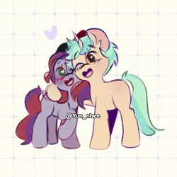 Size: 1000x1000 | Tagged: safe, derpibooru import, oc, oc:evening prose, oc:sunrise sentry, unofficial characters only, pegasus, pony, unicorn, female, freckles, image, jewelry, male, mare, necklace, pearl necklace, png, stallion