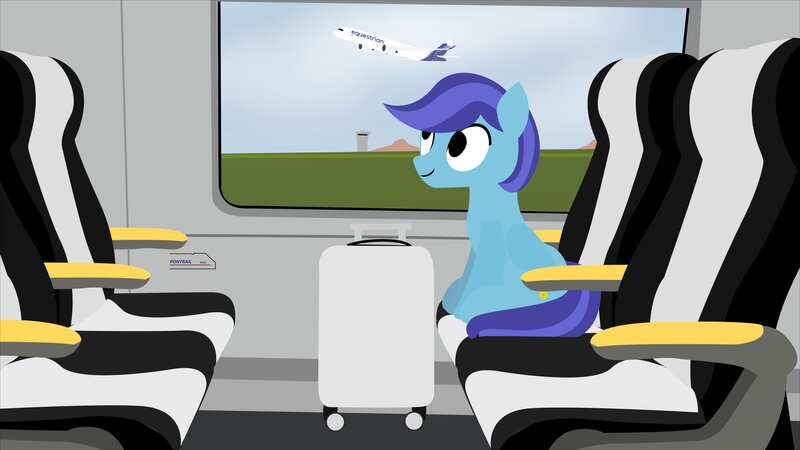 Size: 4096x2304 | Tagged: safe, artist:indonesiarailroadpht, derpibooru import, oc, oc:sierra nightingale, pegasus, pony, image, jpeg, plane, sitting, train