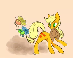 Size: 1024x824 | Tagged: safe, artist:ilcerbiastrello, derpibooru import, applejack, earth pony, parasprite, pony, applejack's hat, cowboy hat, female, hat, image, jpeg, mare