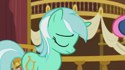 Size: 1920x1080 | Tagged: safe, derpibooru import, screencap, bon bon, lyra heartstrings, sweetie drops, earth pony, pony, unicorn, season 5, slice of life (episode), :o, animated, blinking, duo, duo female, eyes closed, female, floppy ears, image, lesbian, looking at each other, looking at someone, lyrabon, open mouth, open smile, ponyville town hall, shipping, smiling, smiling at each other, sound, webm
