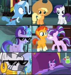 Size: 2000x2108 | Tagged: safe, derpibooru import, screencap, apple bloom, starlight glimmer, sunburst, sweetie belle, trixie, twilight sparkle, twilight sparkle (alicorn), zecora, alicorn, pony, zebra, ail-icorn, magic duel, princess twilight sparkle (episode), uncommon bond, spoiler:interseason shorts, alicorn amulet, baby, baby pony, cowboy hat, female, filly, foal, hat, image, meme, png