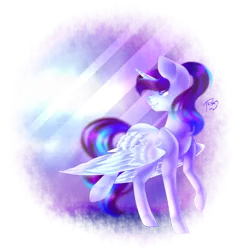 Size: 1423x1500 | Tagged: safe, artist:prettyshinegp, derpibooru import, oc, unofficial characters only, alicorn, pony, unicorn, alicorn oc, female, horn, image, looking back, mare, png, raised hoof, signature, simple background, smiling, solo, transparent background, unicorn oc, wings