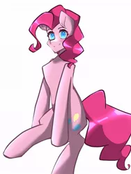 Size: 768x1024 | Tagged: safe, artist:mugitya012, derpibooru import, pinkie pie, earth pony, pony, female, image, jpeg, looking at you, mare, simple background, smiling, smiling at you, solo, white background